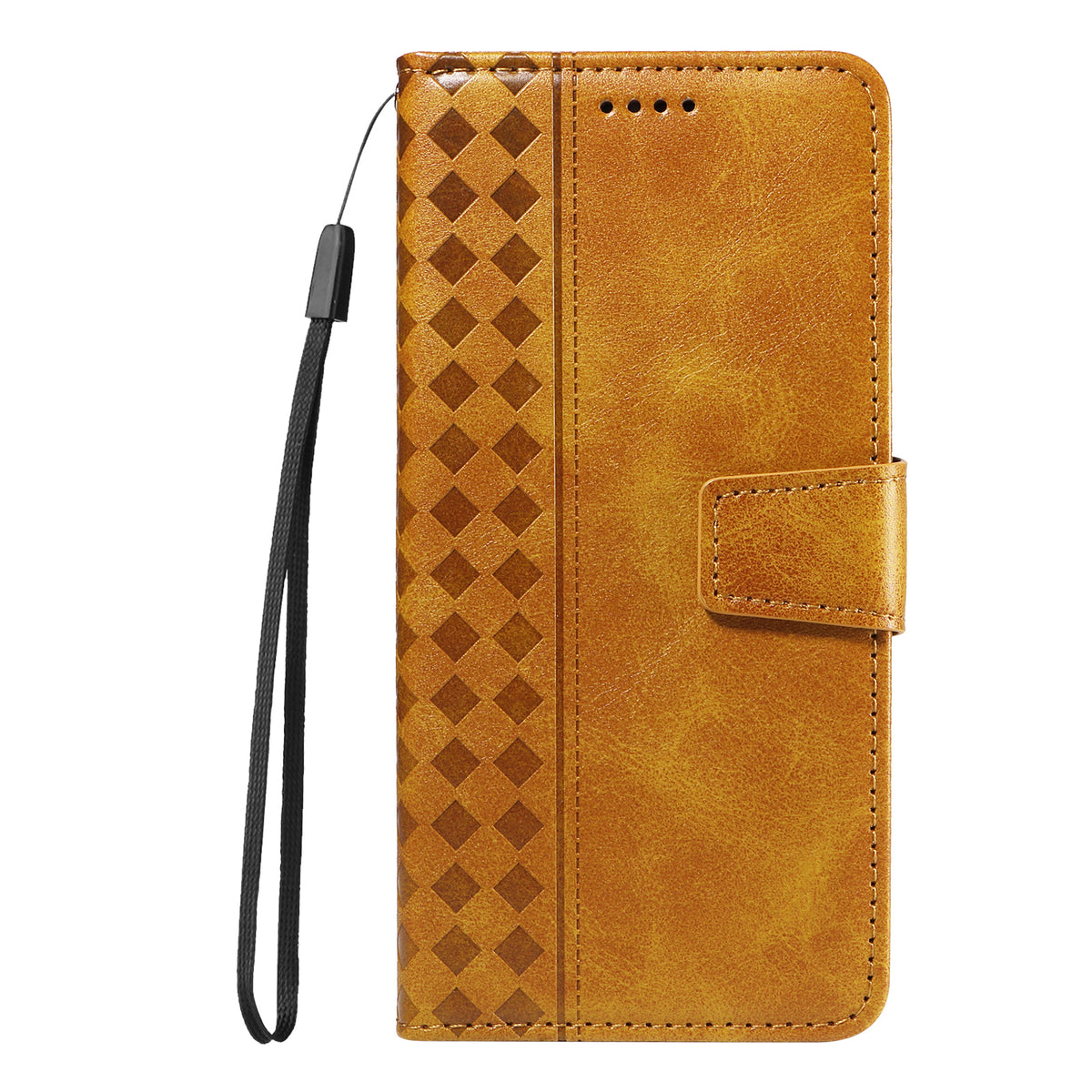 For Honor 400 Pro 5G (Global) Leather Case Wallet Stand Grids Imprinted Phone Cover with Strap