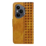For Honor 400 Pro 5G (Global) Leather Case Wallet Stand Grids Imprinted Phone Cover with Strap