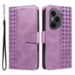 For Honor 400 Pro 5G (Global) Leather Case Wallet Stand Grids Imprinted Phone Cover with Strap