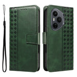 For Honor 400 Pro 5G (Global) Leather Case Wallet Stand Grids Imprinted Phone Cover with Strap