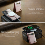AUTSPACE For Samsung Galaxy S25 Ultra Case  A12 Leather Back Cover with Magnetic Detachable Card Bag Kickstand