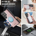 AUTSPACE For Samsung Galaxy S25 Ultra Case  A12 Leather Back Cover with Magnetic Detachable Card Bag Kickstand