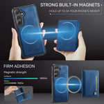 AUTSPACE For Samsung Galaxy S24 / Galaxy S25 Case  A13 Vintage Leather Back Cover with Magnetic Detachable Card Bag