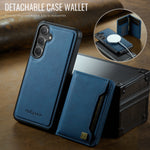 AUTSPACE For Samsung Galaxy S24 / Galaxy S25 Case  A13 Vintage Leather Back Cover with Magnetic Detachable Card Bag