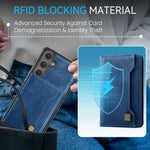 AUTSPACE For Samsung Galaxy S24 / Galaxy S25 Case  A13 Vintage Leather Back Cover with Magnetic Detachable Card Bag