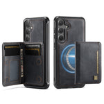AUTSPACE For Samsung Galaxy S24 / Galaxy S25 Case  A13 Vintage Leather Back Cover with Magnetic Detachable Card Bag