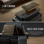 AUTSPACE For Samsung Galaxy S25+ / Galaxy S24+ Case  A13 Vintage Leather Back Cover with Magnetic Detachable Card Bag