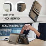 AUTSPACE For Samsung Galaxy S25+ / Galaxy S24+ Case  A13 Vintage Leather Back Cover with Magnetic Detachable Card Bag