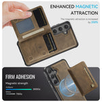 AUTSPACE For Samsung Galaxy S25+ / Galaxy S24+ Case  A13 Vintage Leather Back Cover with Magnetic Detachable Card Bag