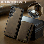 AUTSPACE For Samsung Galaxy S25+ / Galaxy S24+ Case  A13 Vintage Leather Back Cover with Magnetic Detachable Card Bag
