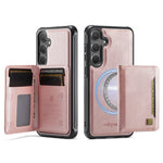 AUTSPACE For Samsung Galaxy S25+ / Galaxy S24+ Case  A13 Vintage Leather Back Cover with Magnetic Detachable Card Bag