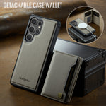 AUTSPACE For Samsung Galaxy S25 Ultra Case  A13 Vintage Leather Back Cover with Magnetic Detachable Card Bag
