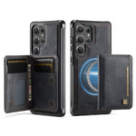 AUTSPACE For Samsung Galaxy S25 Ultra Case  A13 Vintage Leather Back Cover with Magnetic Detachable Card Bag