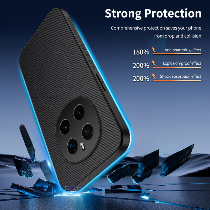 WANLONFENG For Honor Magic7 Pro 5G Magnetic Case  TQ Series Carbon Fiber Texture PC TPU Phone Cover