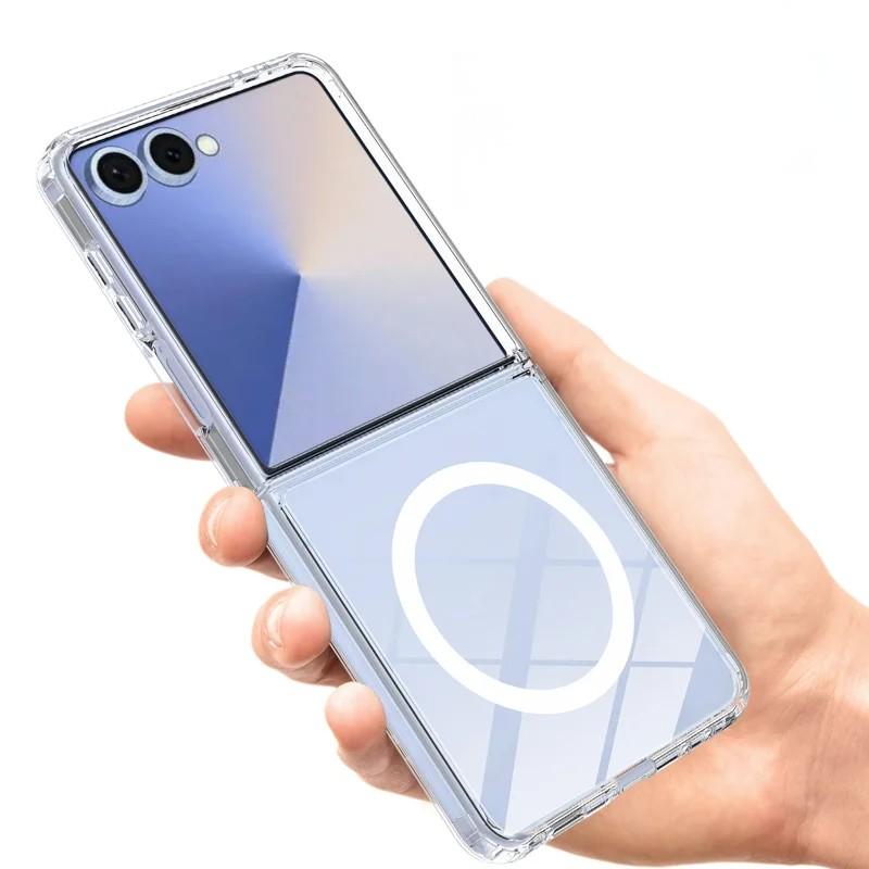 WANLONFENG för Samsung Galaxy Z Flip7 5G genomskinligt magnetiskt skal LM2-serien mobilskydd (stort linshål)
