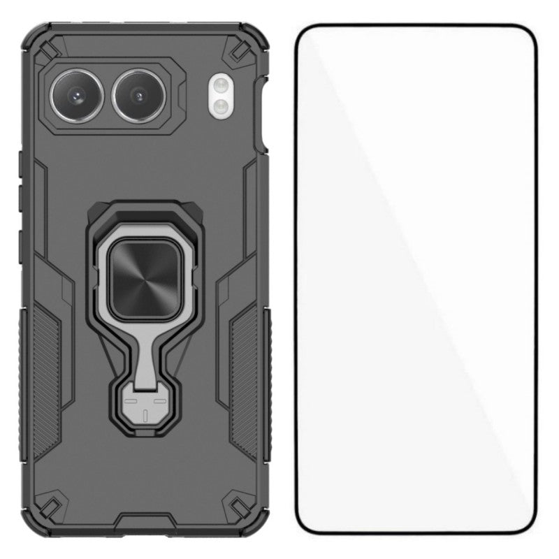 WANLONFENG För OnePlus Nord 4 mobilskal PC TPU Bakstycke Stativ med Härdat Glas