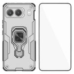 WANLONFENG För OnePlus Nord 4 mobilskal PC TPU Bakstycke Stativ med Härdat Glas