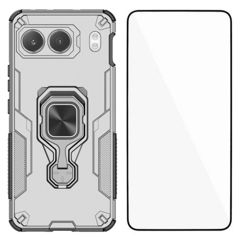 WANLONFENG För OnePlus Nord 4 mobilskal PC TPU Bakstycke Stativ med Härdat Glas