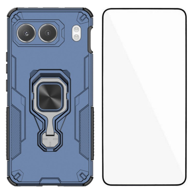 WANLONFENG För OnePlus Nord 4 mobilskal PC TPU Bakstycke Stativ med Härdat Glas