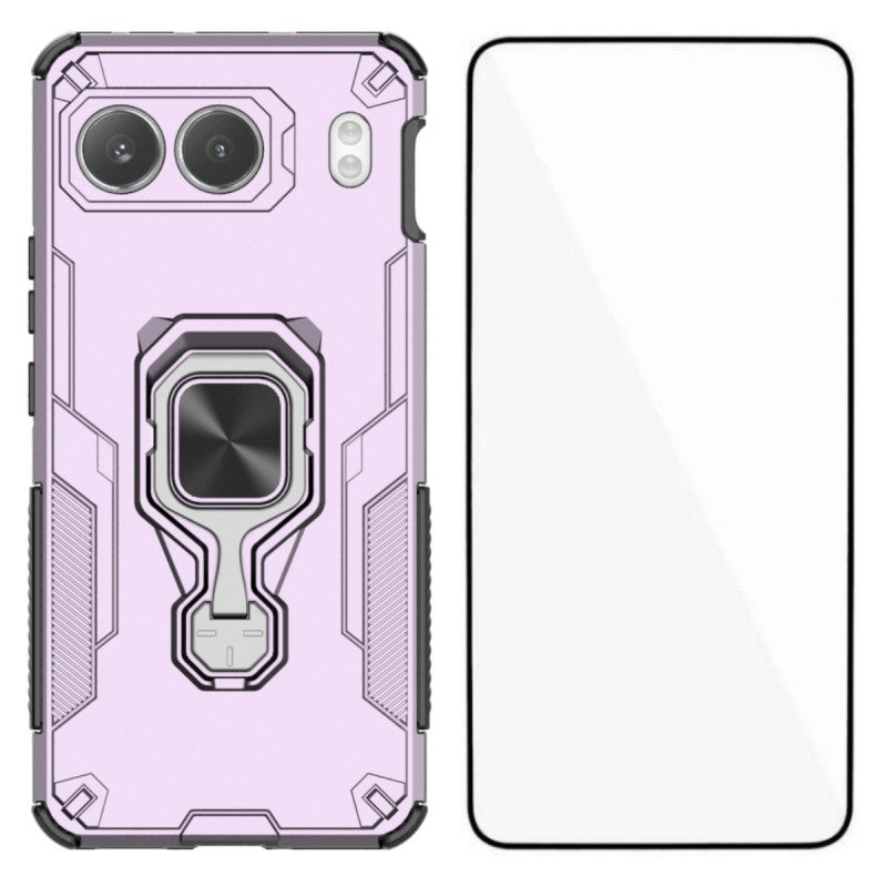 WANLONFENG För OnePlus Nord 4 mobilskal PC TPU Bakstycke Stativ med Härdat Glas