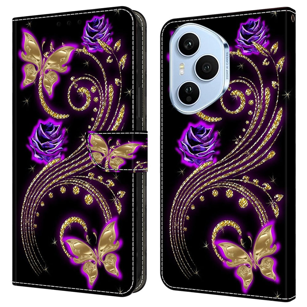 For Honor 400 Pro 5G (Global) Cover 3D-mønster PU-læderpung Telefoncover med stander