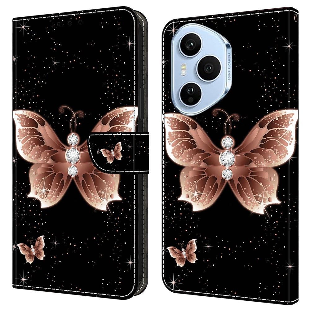 For Honor 400 Pro 5G (Global) Cover 3D-mønster PU-læderpung Telefoncover med stander