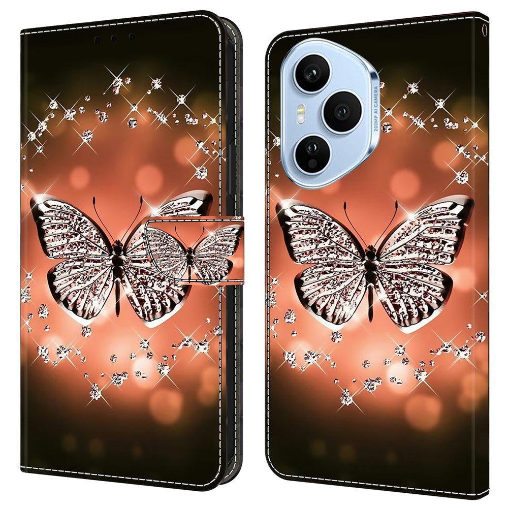 For Honor 400 Pro 5G (Global) Cover 3D-mønster PU-læderpung Telefoncover med stander
