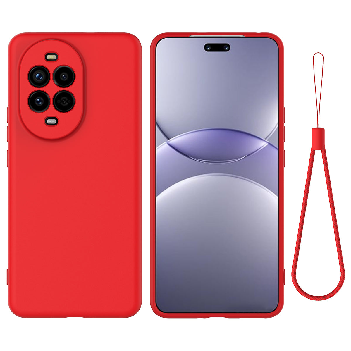 For Huawei nova 14 Pro 5G Liquid Silicone Case Phone Back Cover with Hand Strap