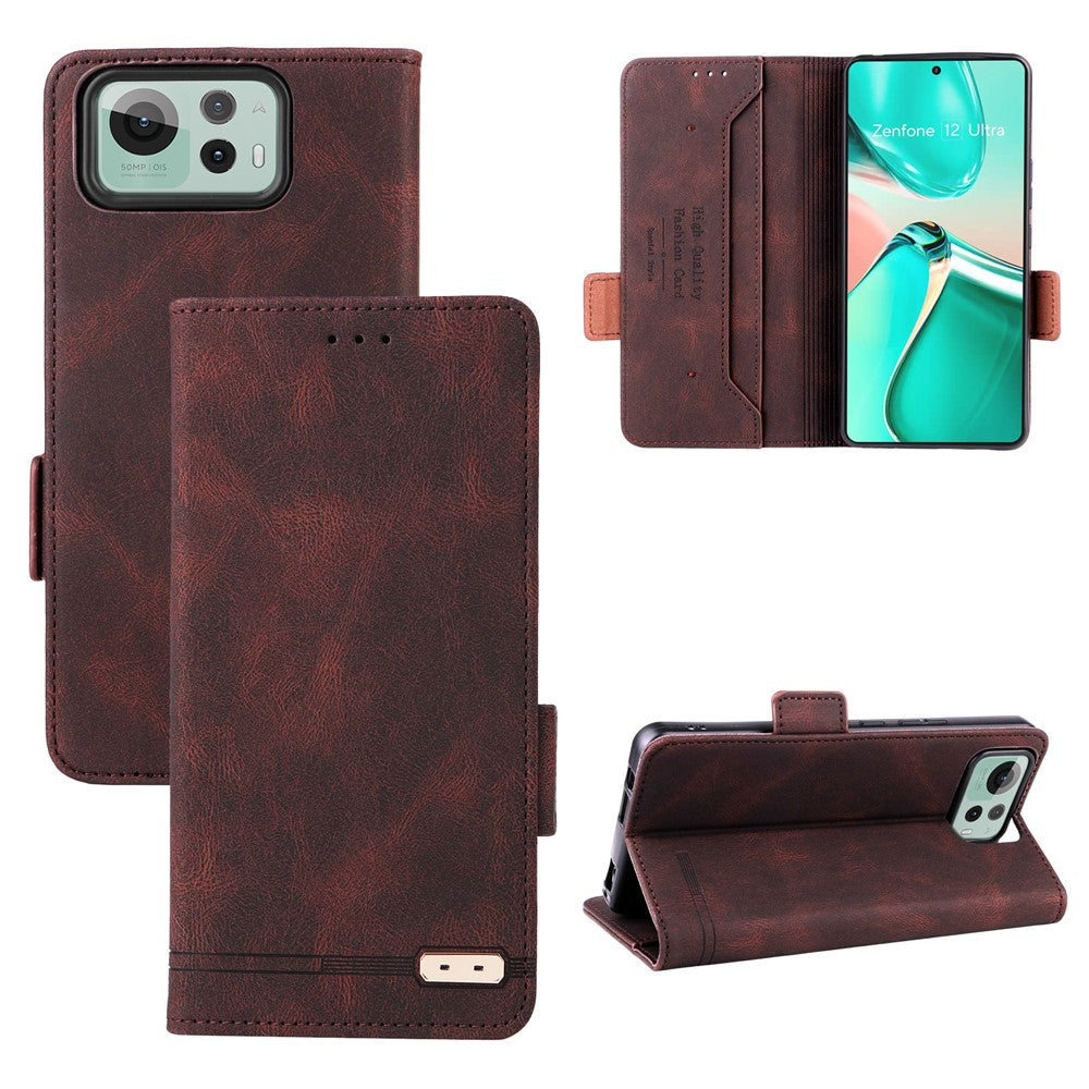 For Asus Zenfone 12 Ultra 5G Case Leather Wallet Flip Phone Cover with Hardware Decor