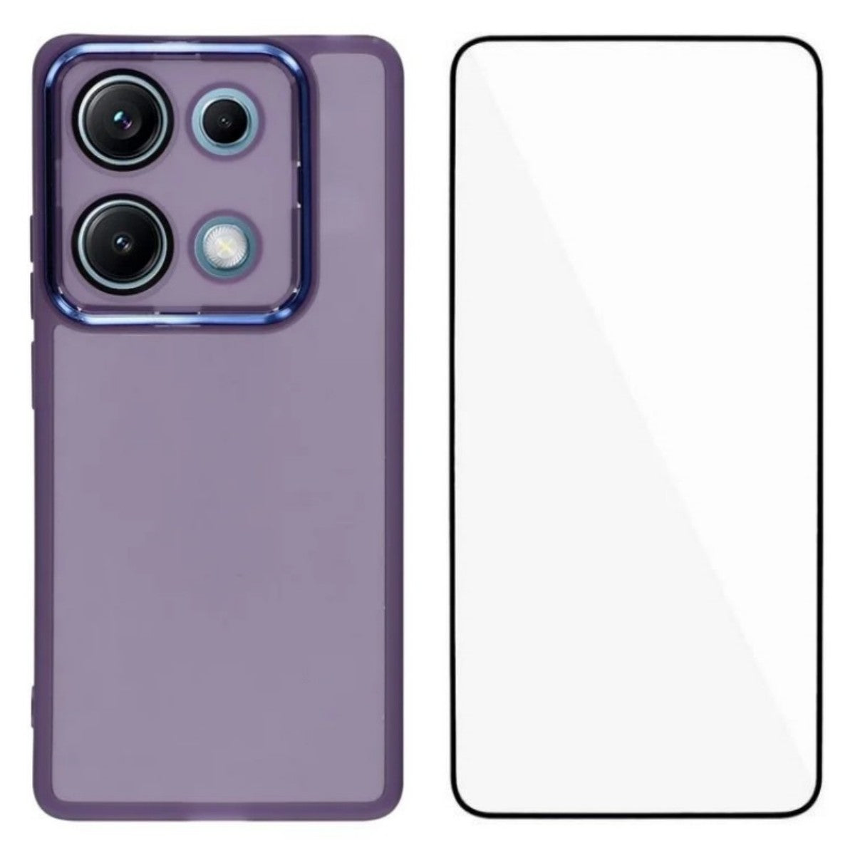 WANLONFENG För Xiaomi Redmi Note 14S 4G TPU-skal DKSM-serien Elektropläterad ram baksida med härdat glas