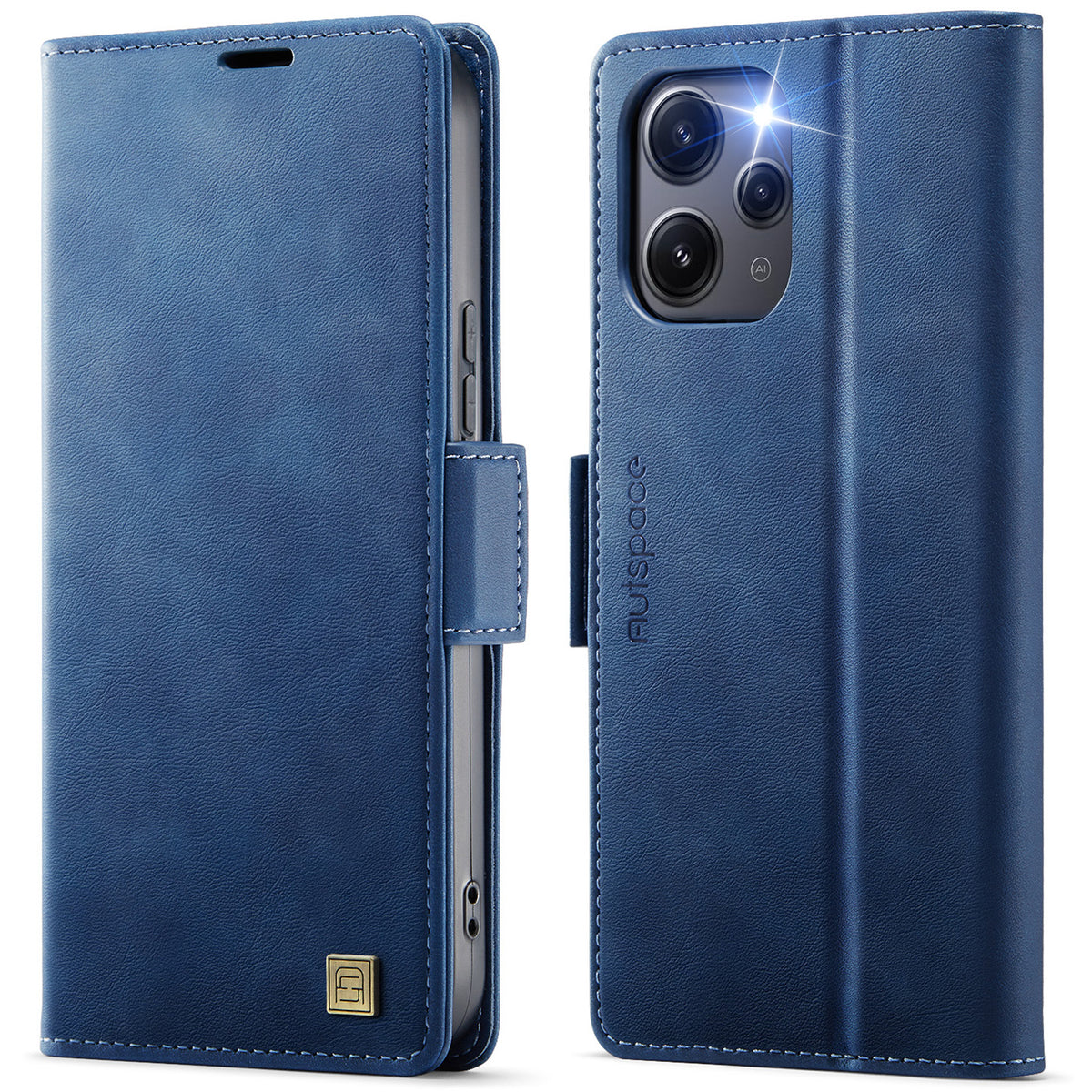 AUTSPACE etui til Xiaomi Redmi 12 5G (Global) / Xiaomi Redmi Note 12R 5G / Xiaomi Poco M6 Pro 5G / Xiaomi Redmi 12 4G, A11 RFID-blokerende retro-pungetui i læder