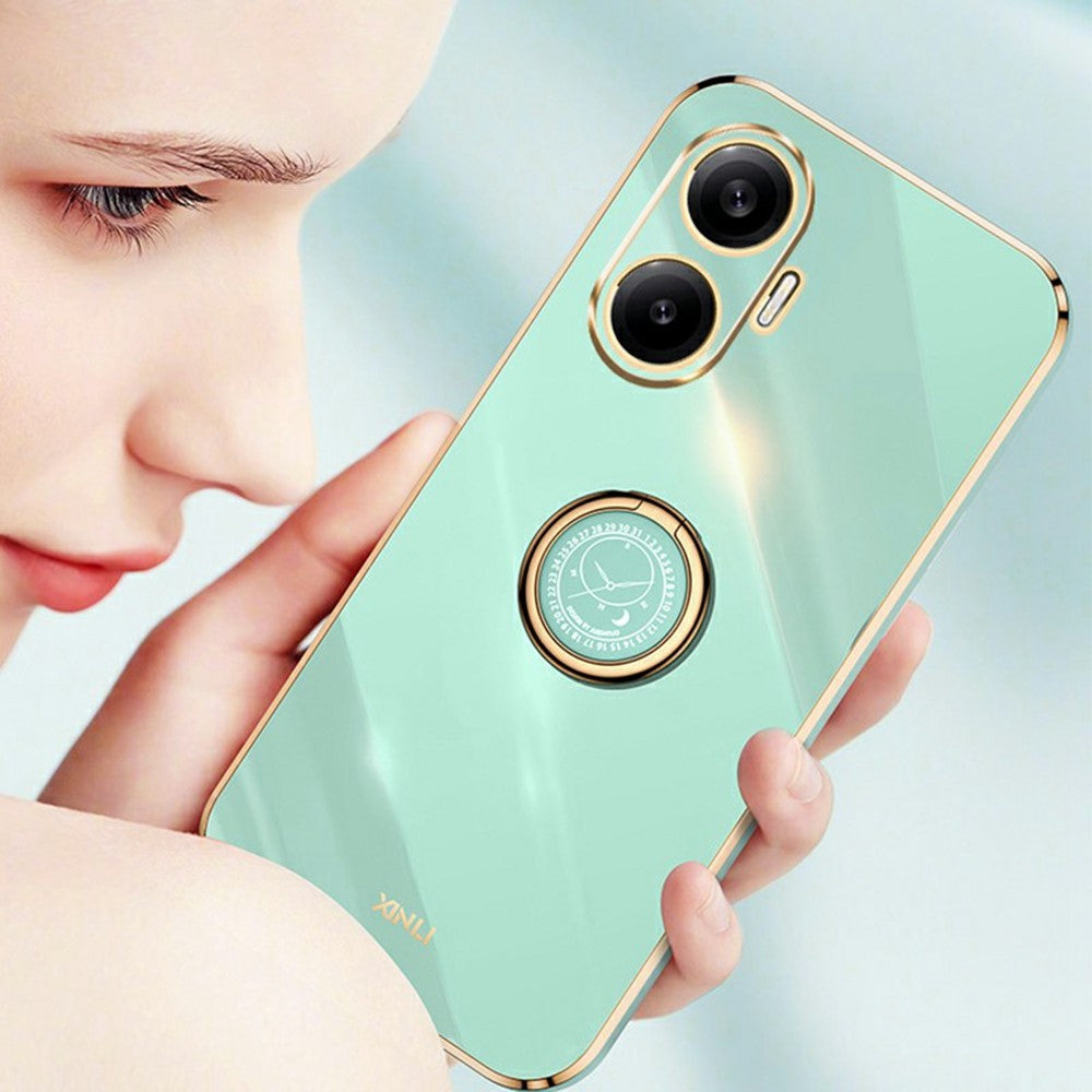 XINLI For Xiaomi Poco F7 5G / Redmi Turbo 4 Pro 5G Case Ring Kickstand Electroplating TPU Phone Cover