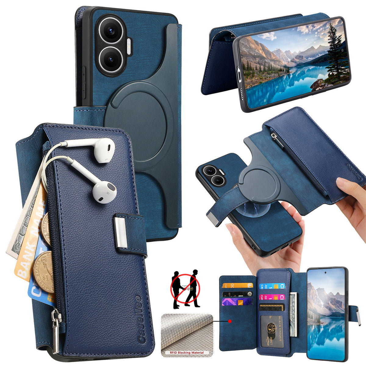 CASENEO For Xiaomi Poco F7 5G / Redmi Turbo 4 Pro 5G Case  MW-02 Detachable Magnetic Leather Flip Phone Cover