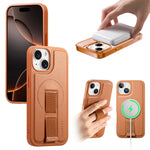CASENEO For iPhone 15 Plus / iPhone 14 Plus Magnetic Case  Wristband PU Leather + PC Shockproof Phone Cover