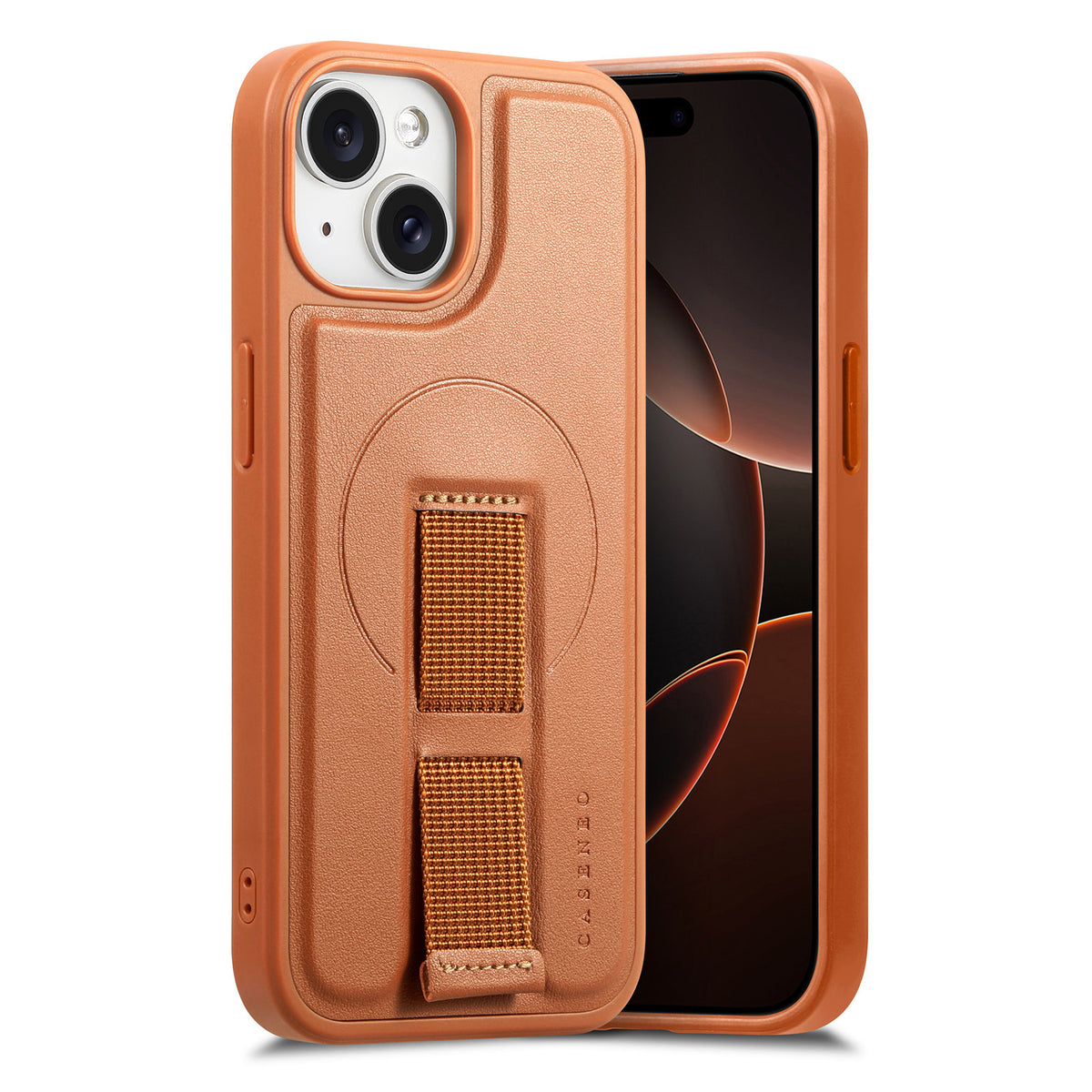 CASENEO For iPhone 15 Plus / iPhone 14 Plus Magnetic Case  Wristband PU Leather + PC Shockproof Phone Cover
