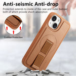 CASENEO For iPhone 15 Plus / iPhone 14 Plus Magnetic Case  Wristband PU Leather + PC Shockproof Phone Cover