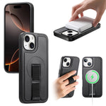 CASENEO For iPhone 15 Plus / iPhone 14 Plus Magnetic Case  Wristband PU Leather + PC Shockproof Phone Cover