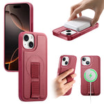 CASENEO For iPhone 15 Plus / iPhone 14 Plus Magnetic Case  Wristband PU Leather + PC Shockproof Phone Cover