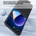 For Samsung Galaxy Z Flip7 5G Case Carbon Fiber Texture Leather + PC Anti-Drop Folding Phone Cover
