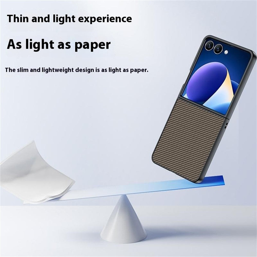 For Samsung Galaxy Z Flip7 5G Case Carbon Fiber Texture Leather + PC Anti-Drop Folding Phone Cover