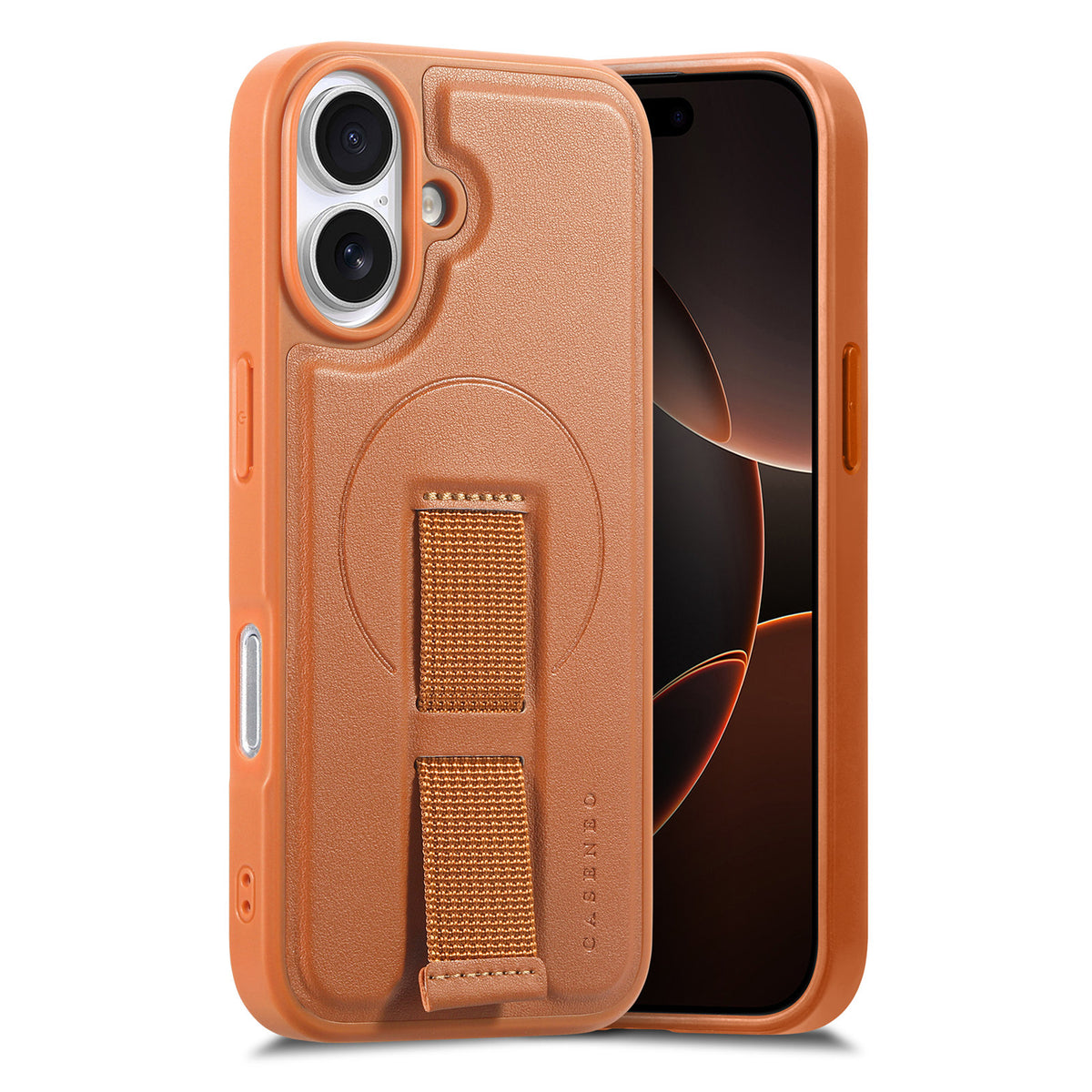 CASENEO For iPhone 16 Plus Magnetic Case Wristband PU Leather + PC Shockproof Phone Cover