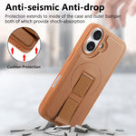 CASENEO For iPhone 16 Plus Magnetic Case Wristband PU Leather + PC Shockproof Phone Cover
