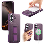 CASENEO For iPhone 16 Plus Magnetic Case Wristband PU Leather + PC Shockproof Phone Cover