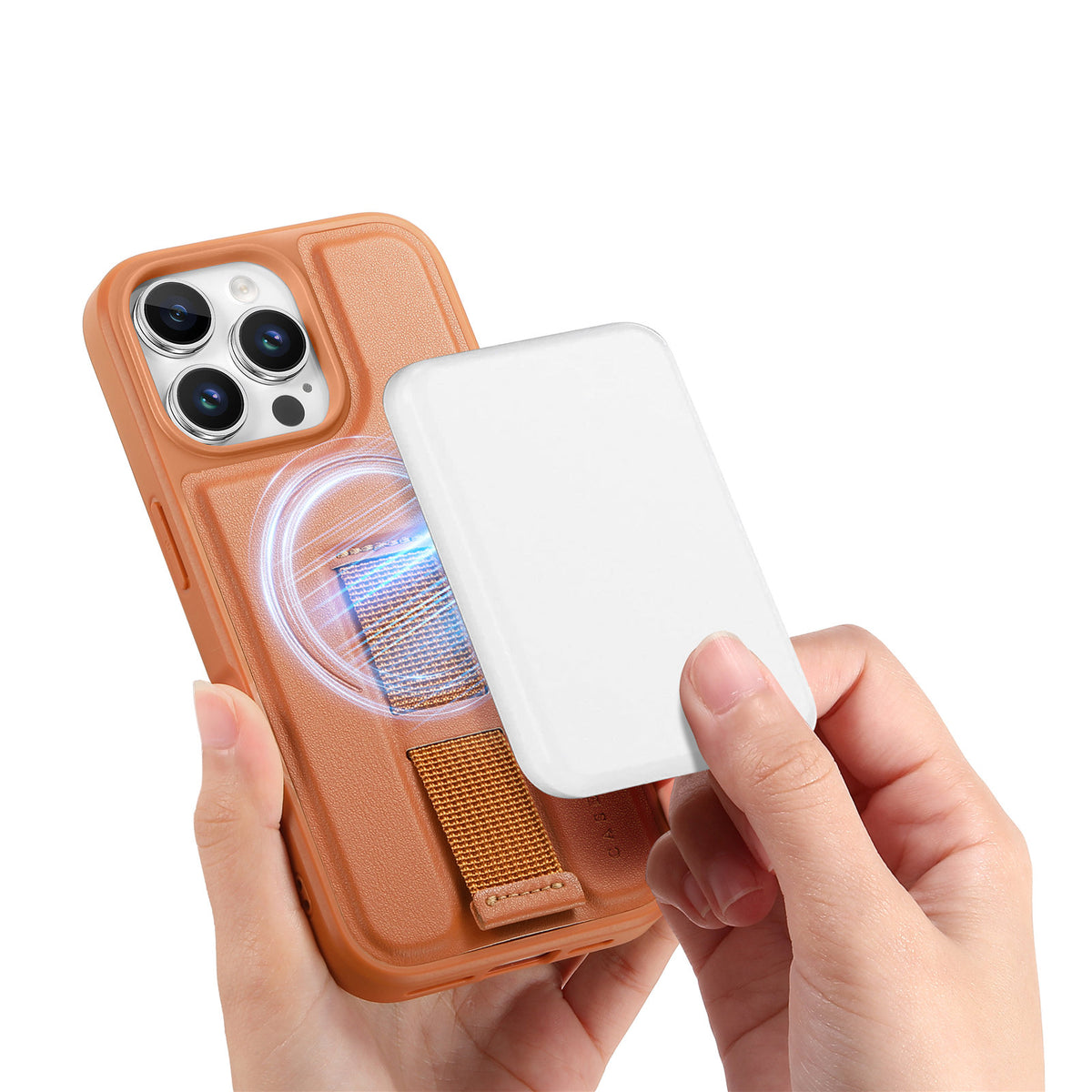 CASENEO For iPhone 16 Pro Max Magnetic Case  Wristband PU Leather + PC Shockproof Phone Cover