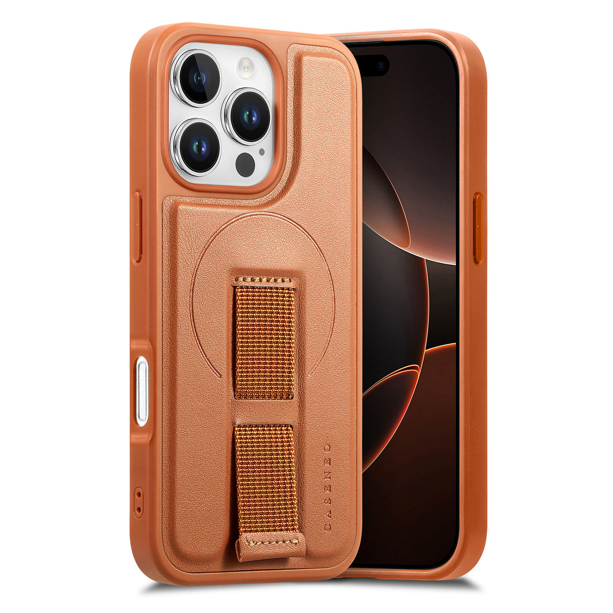 CASENEO For iPhone 16 Pro Max Magnetic Case  Wristband PU Leather + PC Shockproof Phone Cover
