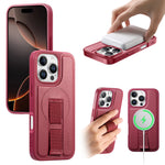CASENEO For iPhone 16 Pro Magnetic Case  Wristband PU Leather + PC Shockproof Phone Cover
