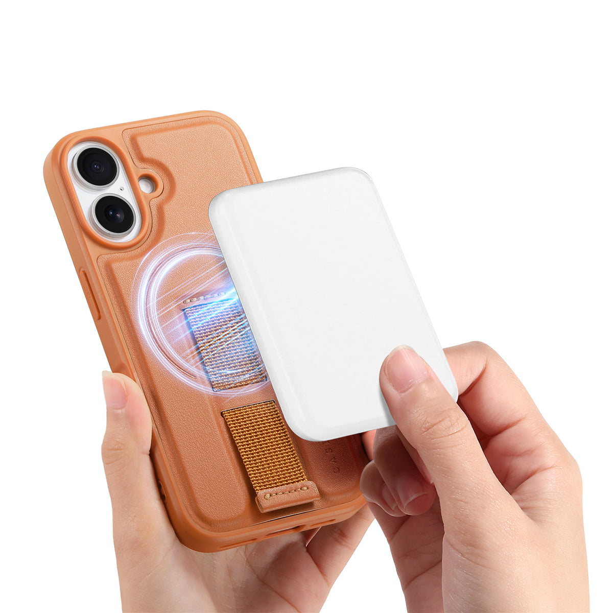 CASENEO For iPhone 16 Magnetic Case Wristband PU Leather + PC Shockproof Phone Cover