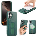 CASENEO For iPhone 16 Magnetic Case Wristband PU Leather + PC Shockproof Phone Cover