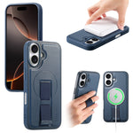 CASENEO For iPhone 16 Magnetic Case Wristband PU Leather + PC Shockproof Phone Cover