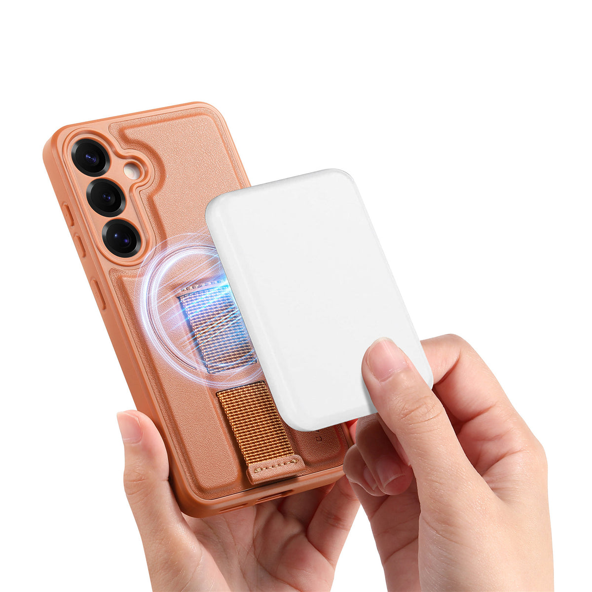 CASENEO Til Samsung Galaxy S24 / Galaxy S25 Magnetisk Cover Håndledsrem PU Læder + PC Stødsikkert Telefoncover